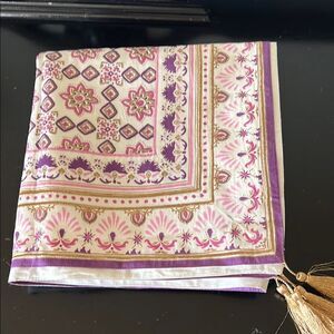 Pottery Barn Purple Table Throw w/ Gold embroidered